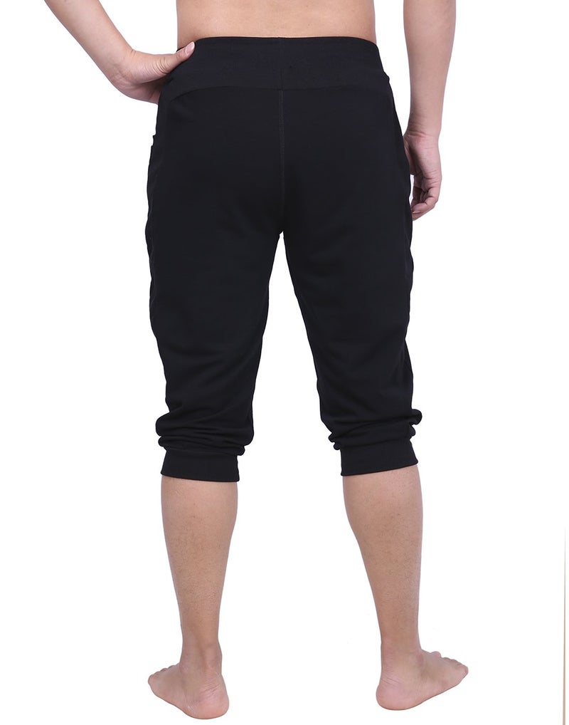 HDE Mens 3/4 Pants Workout Jogger Yoga Capri Shorts with Pockets for Running Black - Large - Image 4